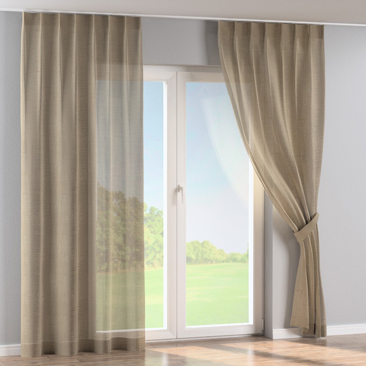 Zasłona na haczykach flex pojedynczych 130x260 ciemny beż