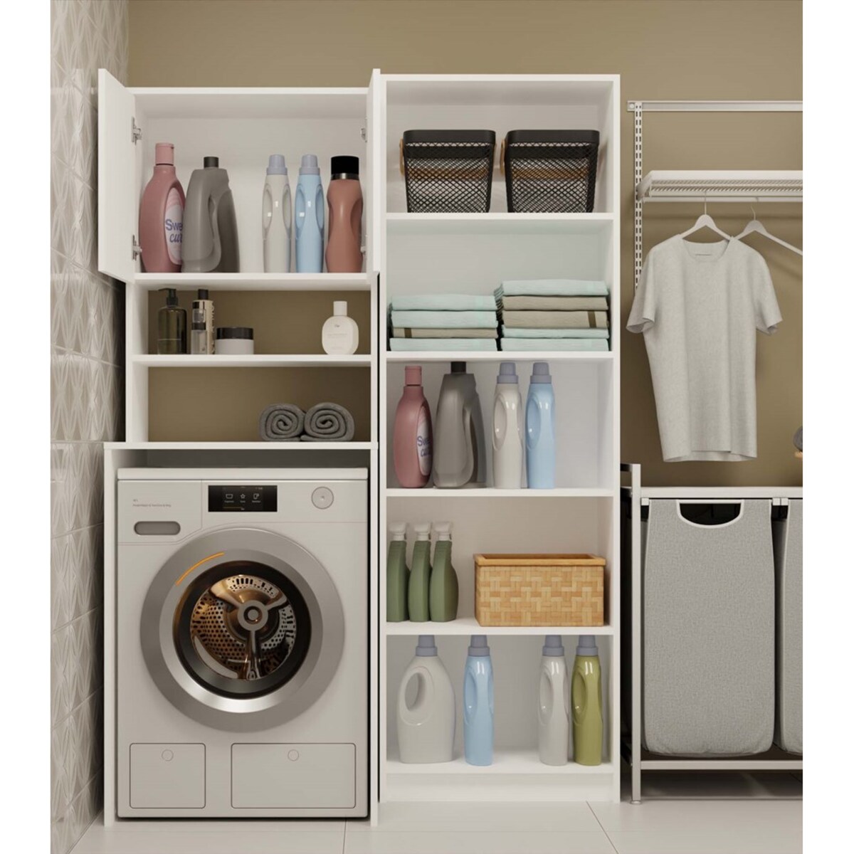 SZAFKA ŁAZIENKOWA POLA MULTI NAD PRALKĘ SŁUPEK REGAŁ BIAŁY