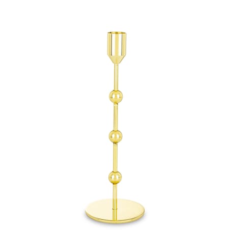 Świecznik metalowy złoty 24x8 x8 cm SOTILLE z 3 kulkami