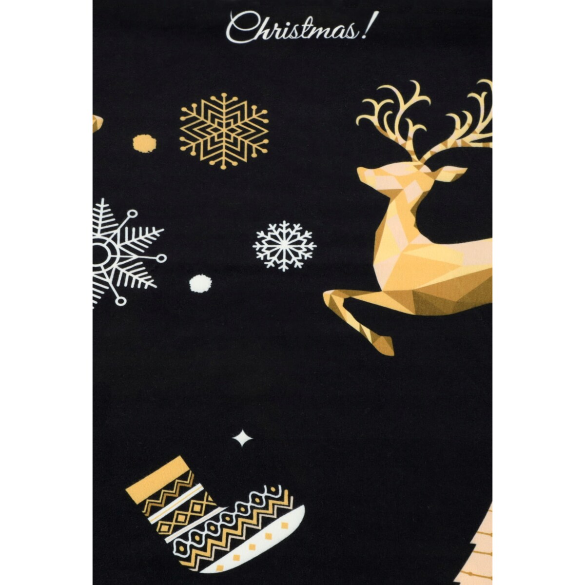 POKROWIEC NA KRZESŁO CZARNY ŚWIĄTECZNE WZORY ELASTYCZNY [21DP1]