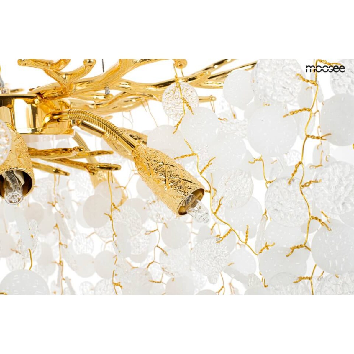 Designerska lampa wisząca Riviera MSE010100391 Moosee glamour kryształowa złota biała