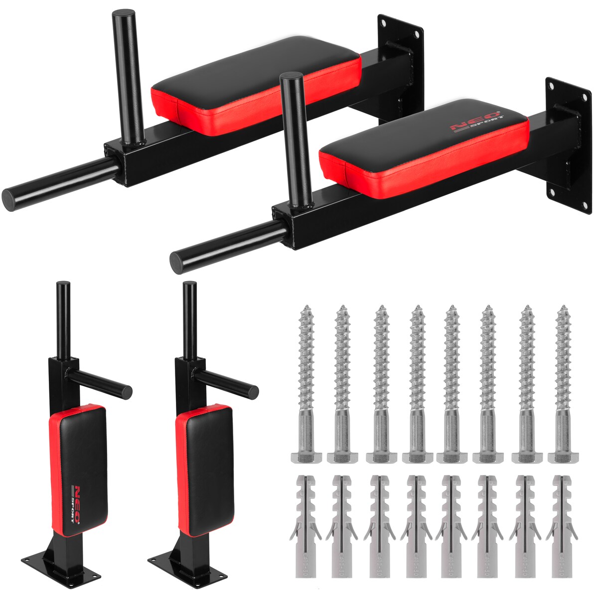 Drążek do ćwiczeń pompek dipów na ścianę Neo-Sport