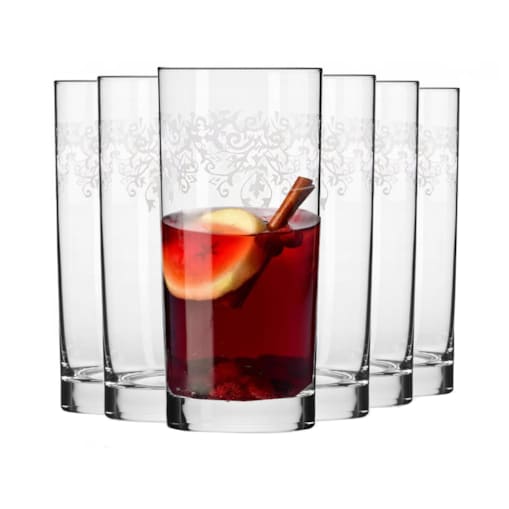 Szklanki Long do Drinków Wody Soku Krosno Krista Deco 350 ml ze Wzorem