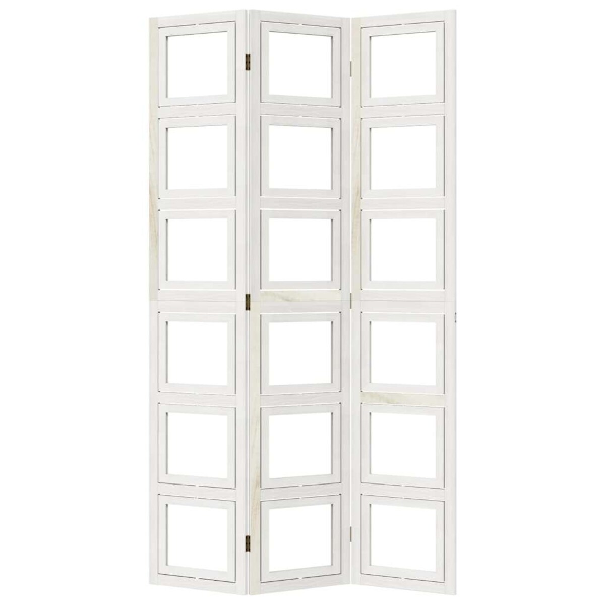 vidaXL Parawan pokojowy, 3-panelowy, biały, lite drewno paulowni