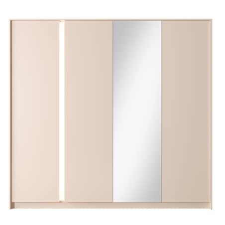 Pojemna Szafa 220 DASTIN z lustrem na drzwiach i oświetleniem LED beżowa