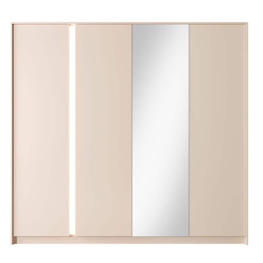 Pojemna Szafa 220 DASTIN z lustrem na drzwiach i oświetleniem LED beżowa