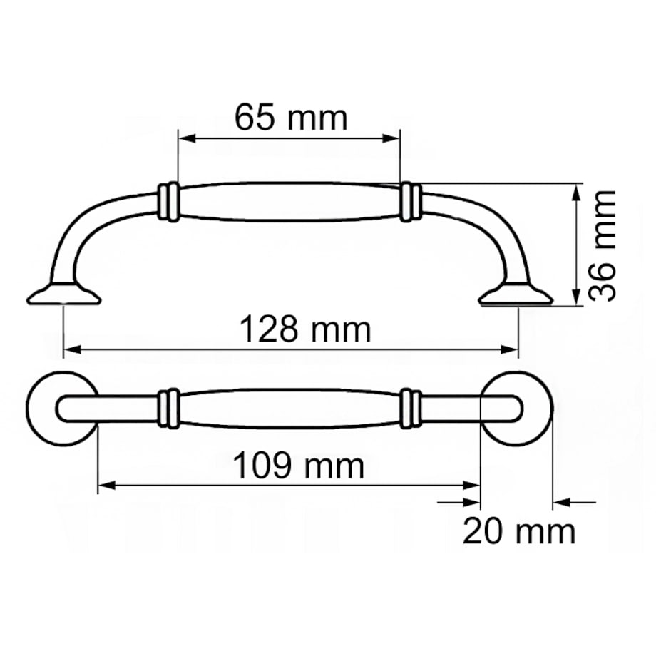 10x Uchwyt do mebli czarny zestaw uchwytów meblowych klasyczny 128 mm