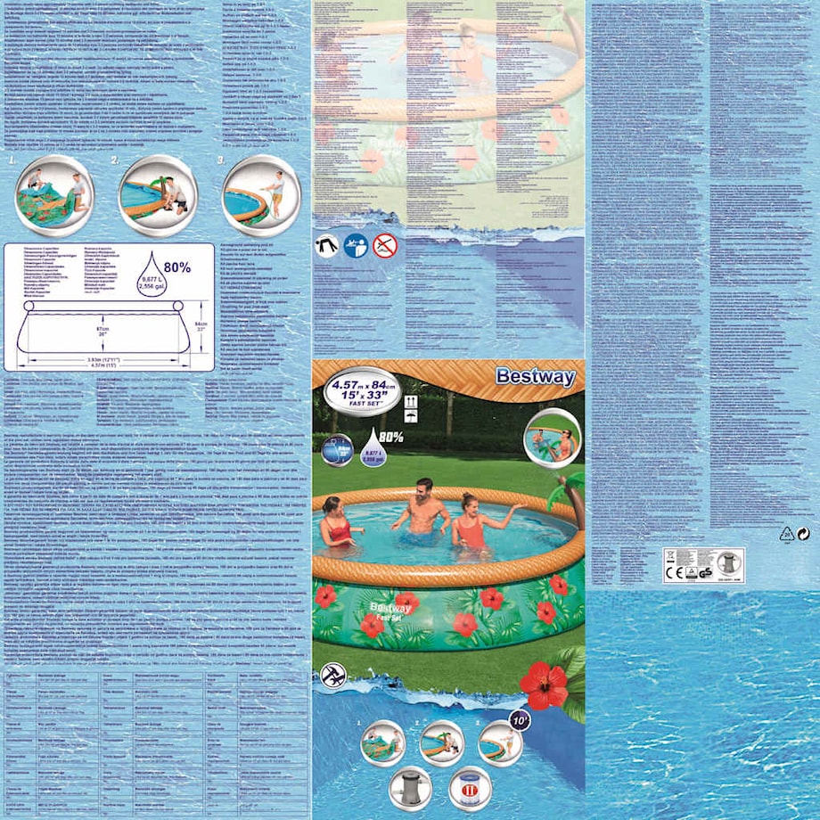 Bestway Nadmuchiwany basen ogrodowy Fast Set Paradise Palms, 457x84 cm