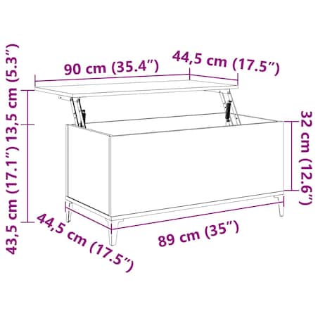 vidaXL Stolik kawowy, czarny, 90x44,5x45 cm, materiał drewnopochodny