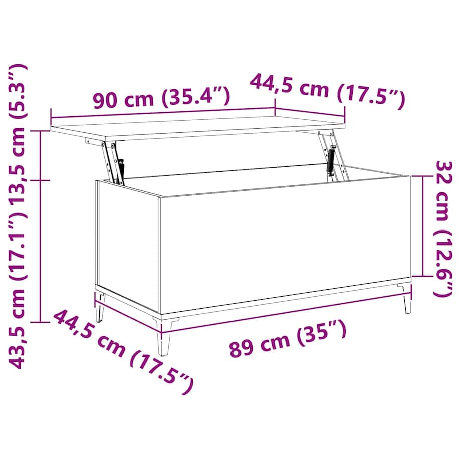 vidaXL Stolik kawowy, czarny, 90x44,5x45 cm, materiał drewnopochodny