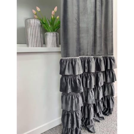 zasłona welurowa z falbanami od dołu 140x270 cm