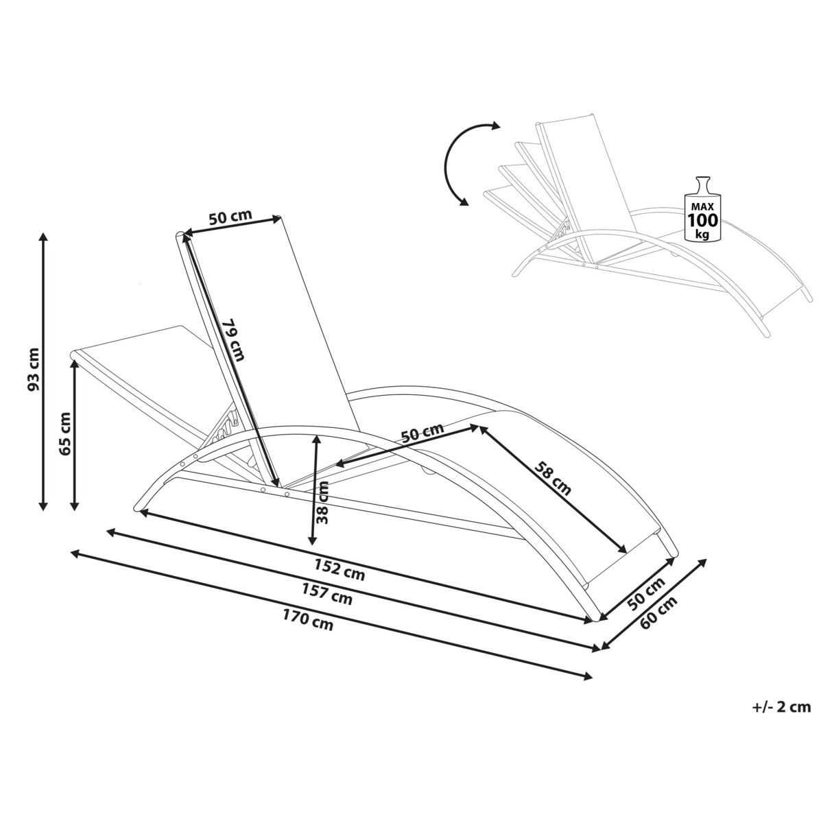 Leżak ogrodowy beżowy GAETA