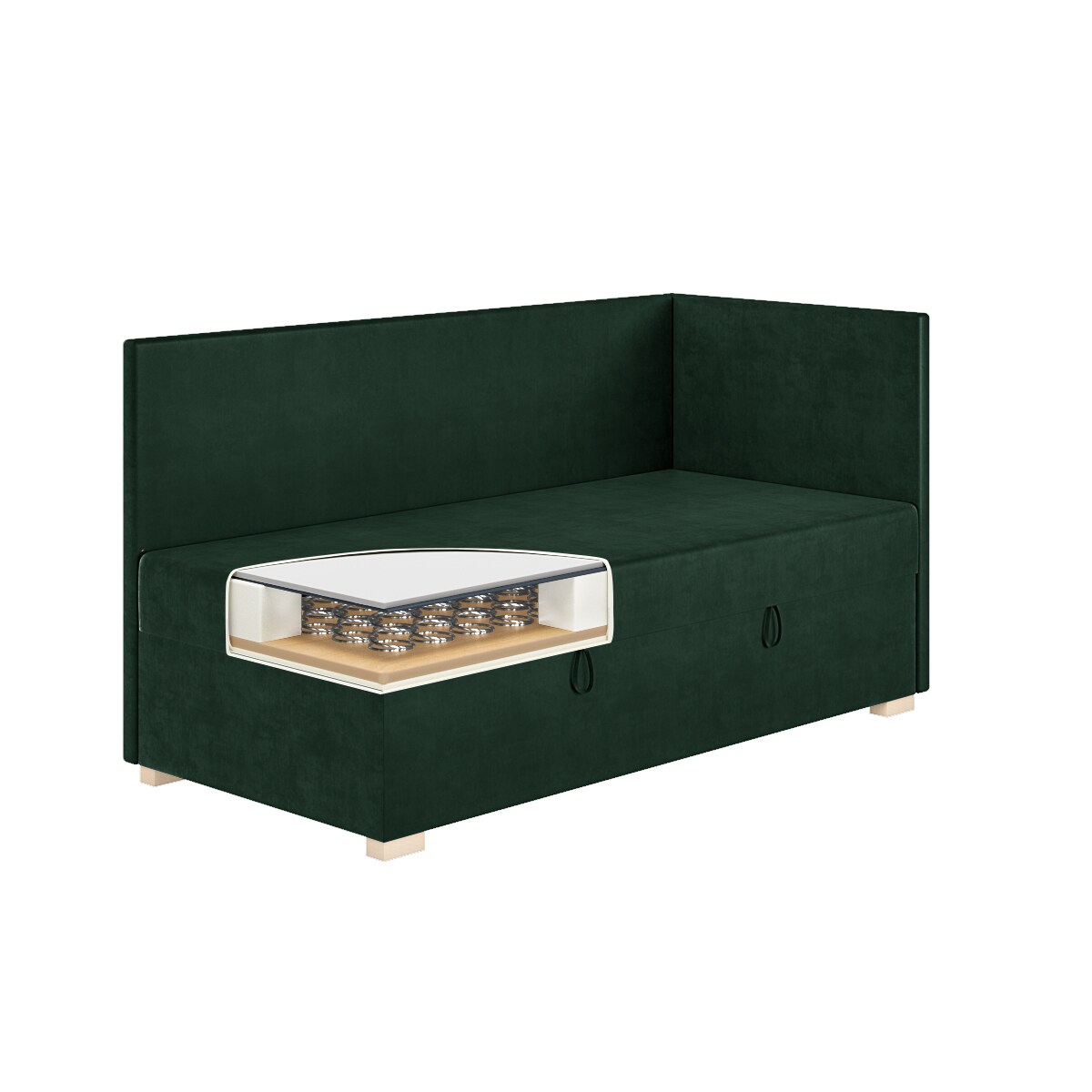 Mesonica Łóżko Flexi, zielone, 90x200, Prawostronne