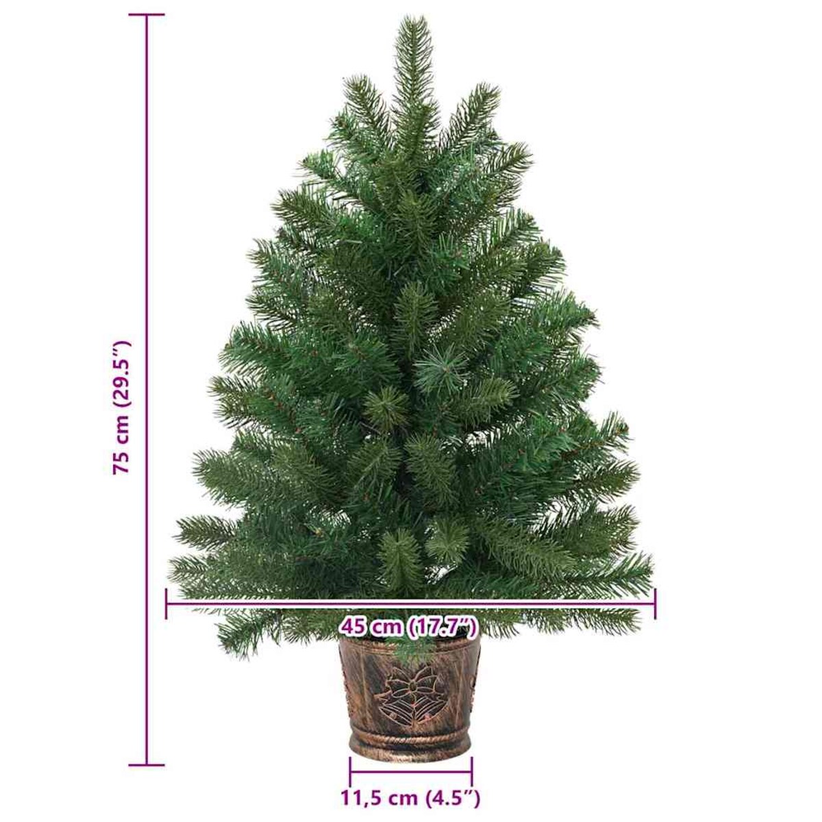 vidaXL Sztuczna choinka z podstawą Zielony 75 cm PVC, PE i stal