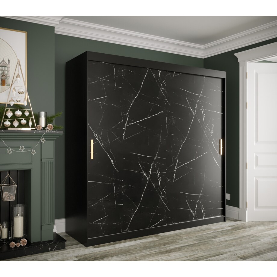 Szafa przesuwna Garderoba MARMUR T 200 gł. 62 czarny