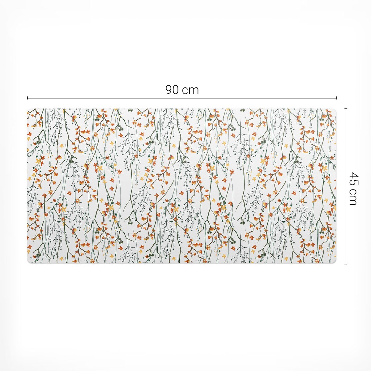 Biała mata na biurko Jesienne kwiaty gałązki, 90x45 cm