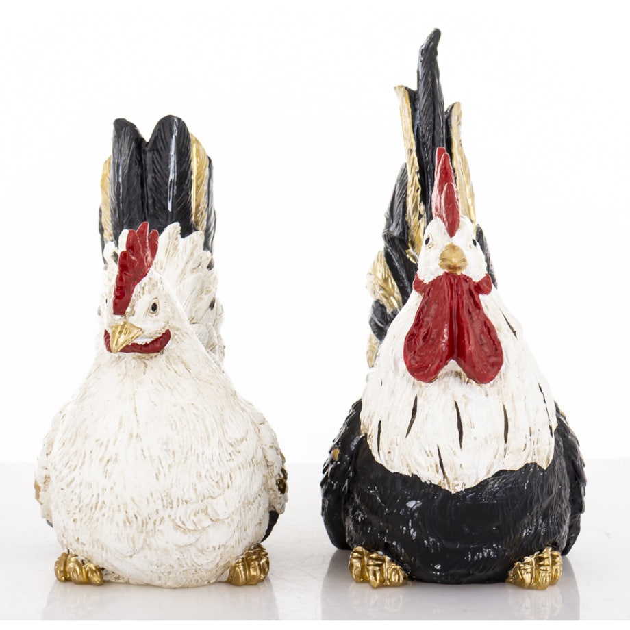 Dekoracja - kolorowa KURA I KOGUT 17x8x13 i 14x7,5x13 cm PLOMFEE - 2