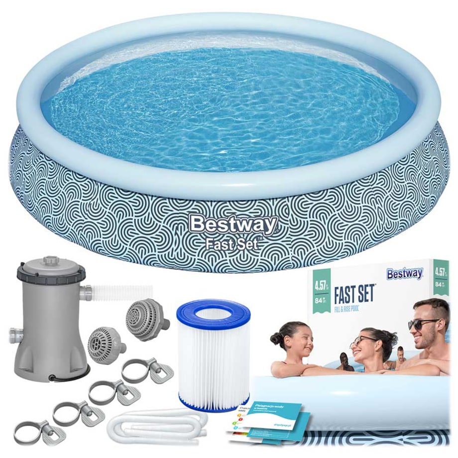 Basen ogrodowy rozporowy Bestway rodzinny dla dzieci 457x84 cm pompa 9w1