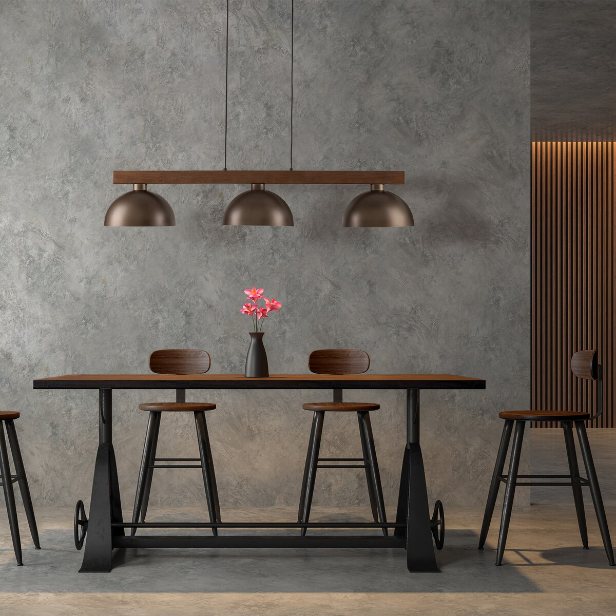 Lampa wisząca TK Lighting OSLO BROWN 6299 3xE27 metal drewno regulowana industrialna