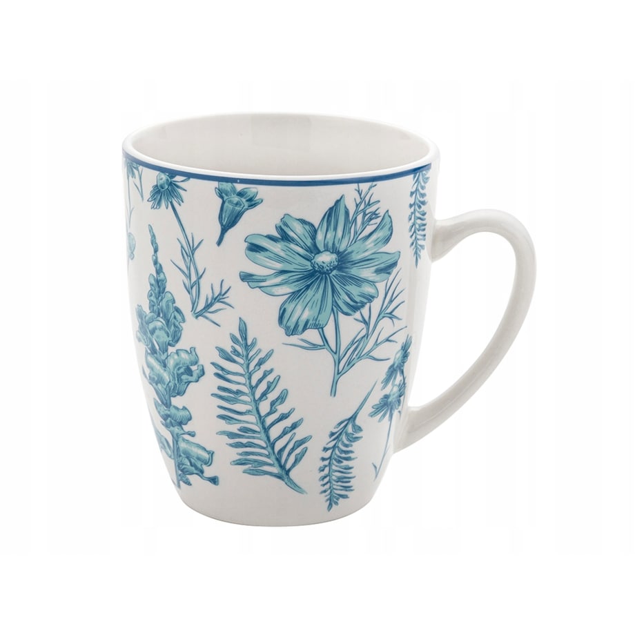 KUBEK KOMPLET 6szt NIEBIESKIE KWIATY zioła 350 ml na kawę PREZENT herbatę