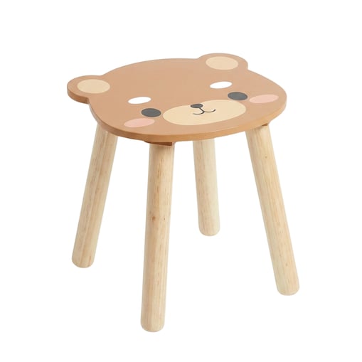 Drewniany stołek dziecięcy SAFARI z motywem zwierząt, 28 cm