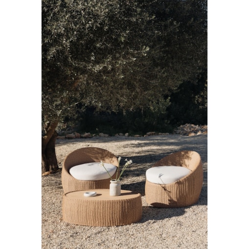 Zestaw ogrodowy: 2 fotele i stolik kawowy, drewno akacji i syntetyczny rattan, Clarnyx