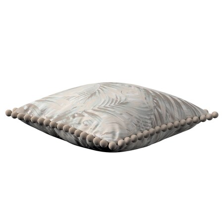 Poszewka Wera na poduszkę 45x45 beżowo-kremowe liście palmy na białym tle