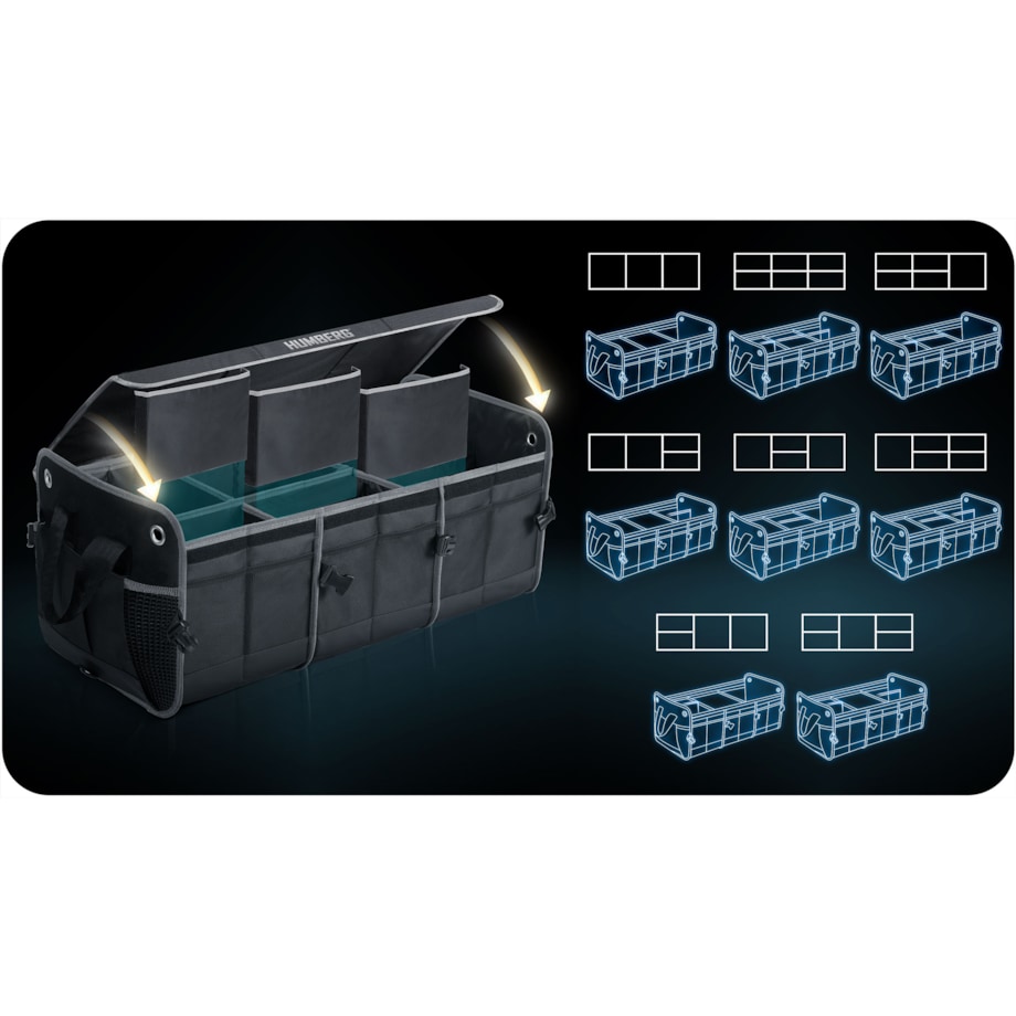 Organizer torba do bagażnika samochodu auta kufer usztywniony skrzynia na rzepy Humberg