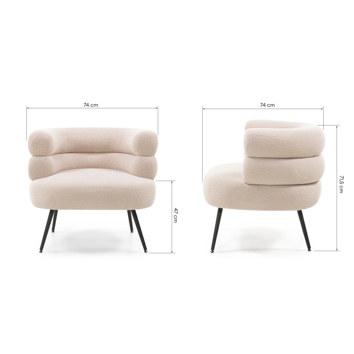 Fotel beżowy na metalowych nóżkach Hensa