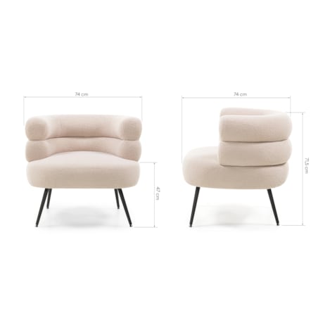 Fotel beżowy na metalowych nóżkach Hensa