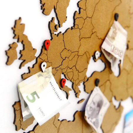 MiMi Innovations Ścienna mapa świata Luxury, puzzle, brąz, 150x90 cm