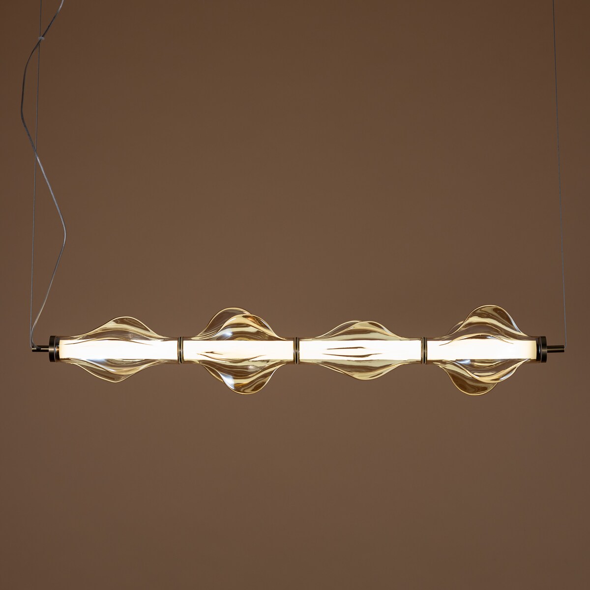 Lampa wisząca LED 30W TK Lighting ELVA BRASS 18216 mosiężna, regulowana wysokość, 3642 lm, 3000K, 103 cm