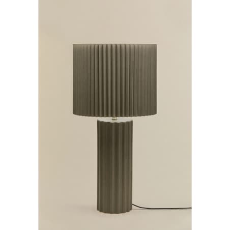 Lampa stołowa z ceramiki i tkaniny Marvila 60 cm wojskowa zieleń
