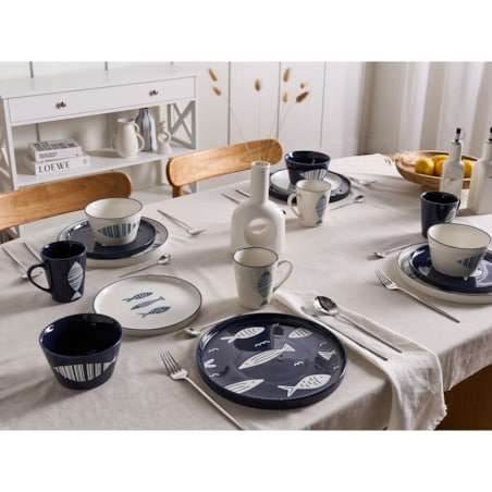 Zastawa stołowa 16-częściowa TAMARIND Porcelana Biały/ niebieski