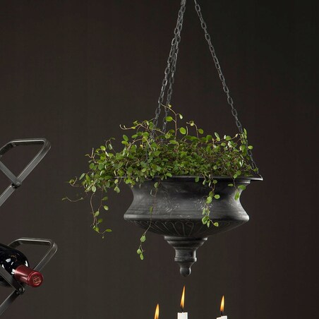KWIETNIK WISZĄCY METALOWY CZARNY 30cm doniczka duża osłonka na balkon taras