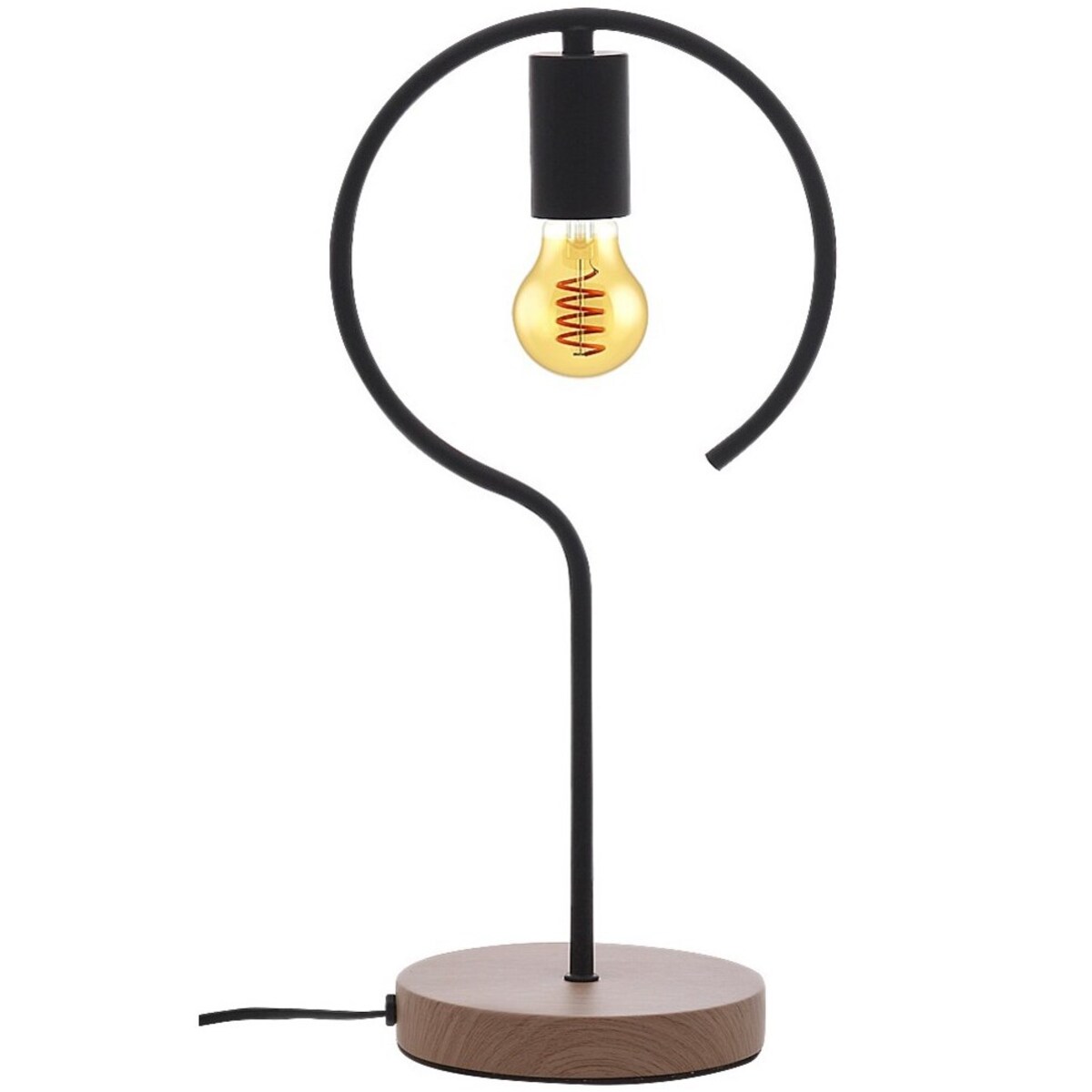 Sypialniana lampa nocna Rufin 3220 metalowy pręt czarny drewno industrial