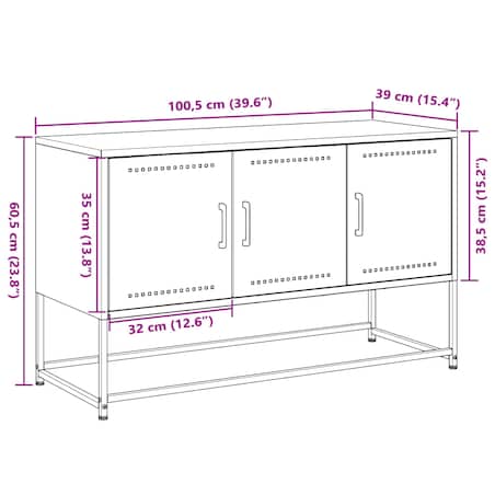 vidaXL Szafka pod telewizor, oliwkowa, 100,5x39x60,5 cm, stalowa