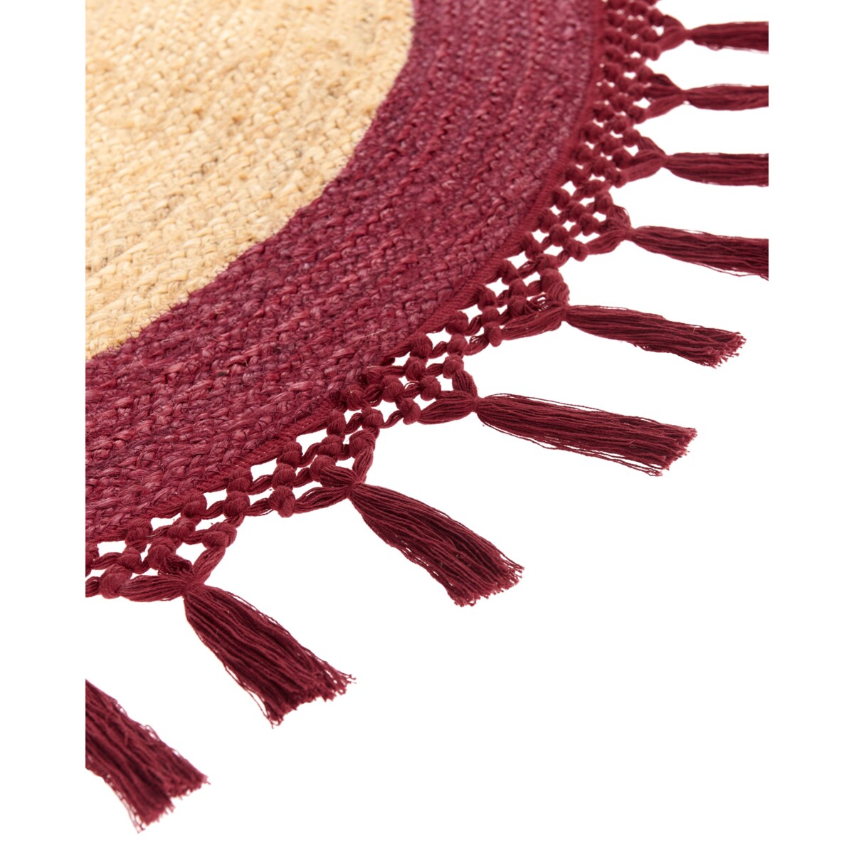 Dywan okrągły z juty 140 cm beżowy z czerwonym MARTS