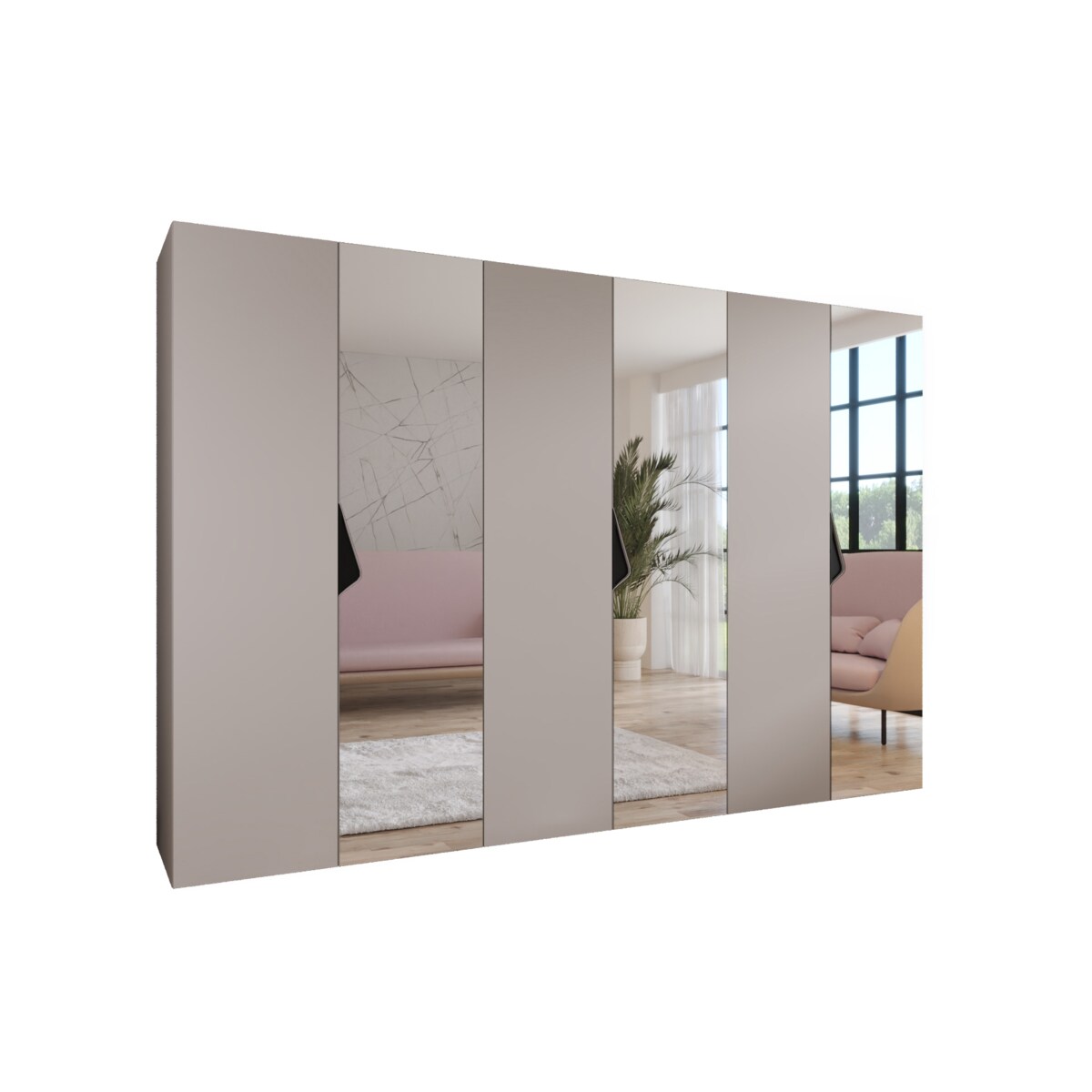 Szafa uchylna z lustrem Sandi 2 300 (3X100) wys 202 cm Kaszmir + u Czarny