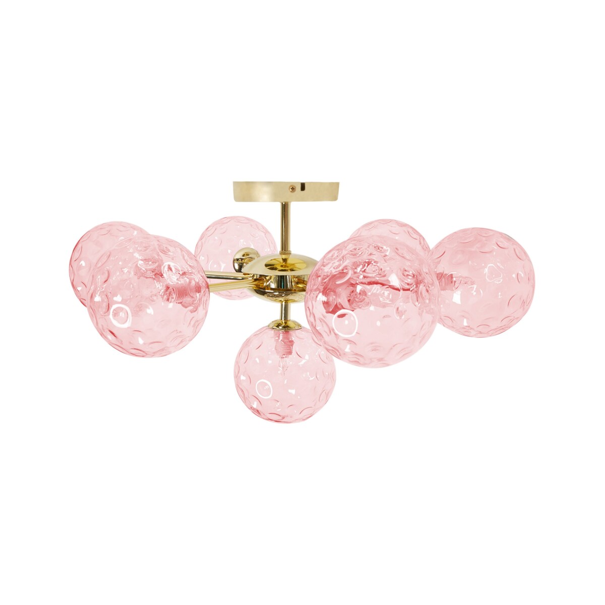 Lampa 7-punktowa szklana różowa ANADYR