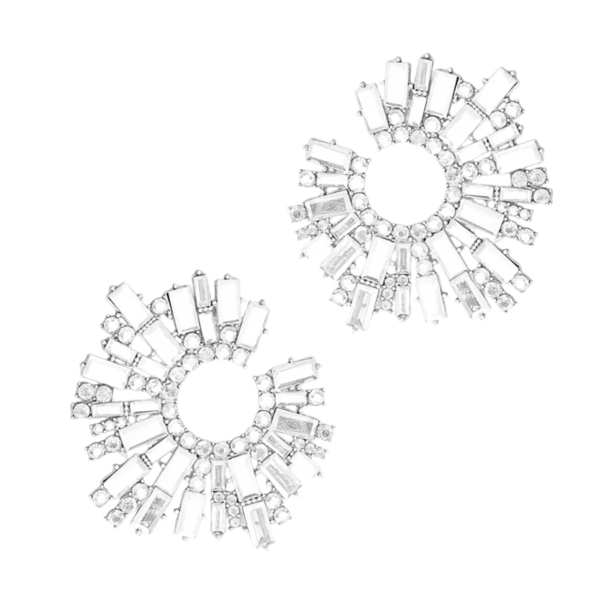 Okrągłe kolczyki z cyrkoniami EFEKTOWNE duże 6,5cm srebrne kryształowe