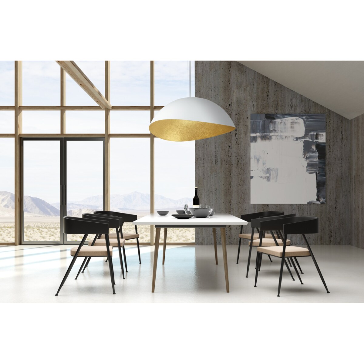 Lampa wisząca retro z żywicy SOLARIS 40623 Sigma biała miedziana