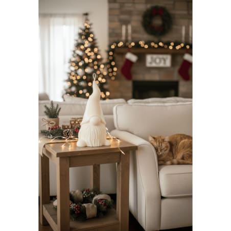 Świąteczny skrzat XXL z wosku sojowego – bezzapachowa świeca dekoracyjna