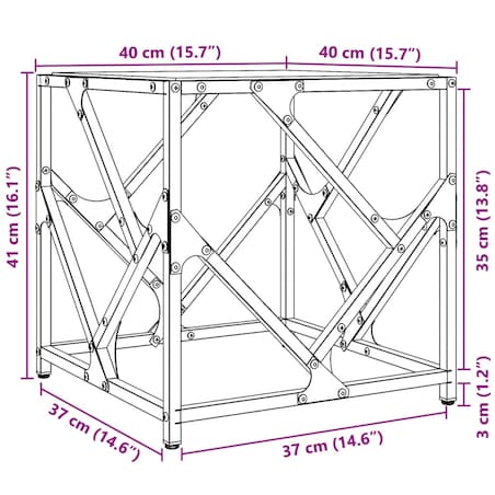 vidaXL Stolik kawowy z czarnym, szklanym blatem, 40x40x41 cm, stal