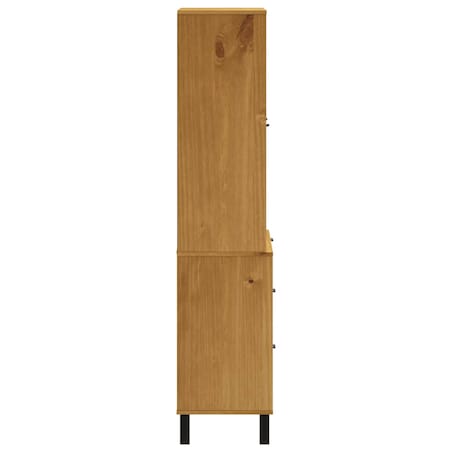 vidaXL Kredens z przeszklonymi drzwiami FLAM 80x40x180 cm, lita sosna