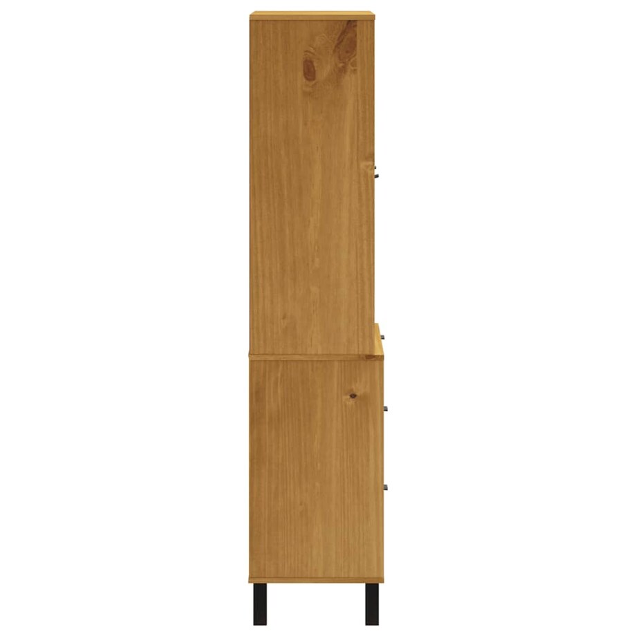 vidaXL Kredens z przeszklonymi drzwiami FLAM 80x40x180 cm, lita sosna