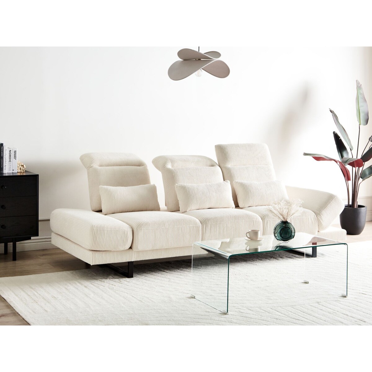 Sofa 3-osobowa sztruksowa jasnobeżowa IKAST