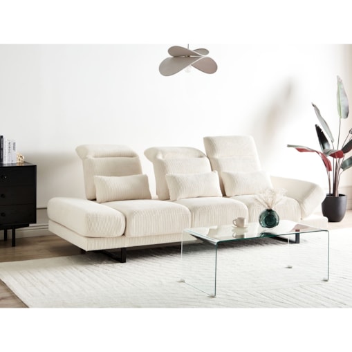 Sofa 3-osobowa sztruksowa jasnobeżowa IKAST