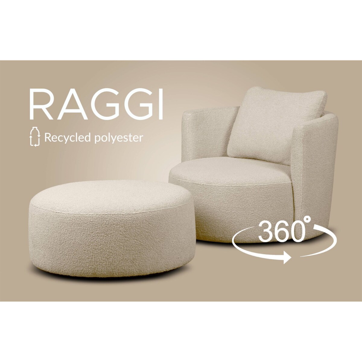 KONSIMO RAGGI Fotel obrotowy baranek jasnobeżowy