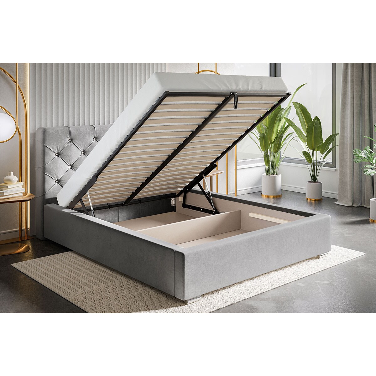 Łóżko sypialniane, stelaż metalowy 200x200 BEN 11 - granatowe